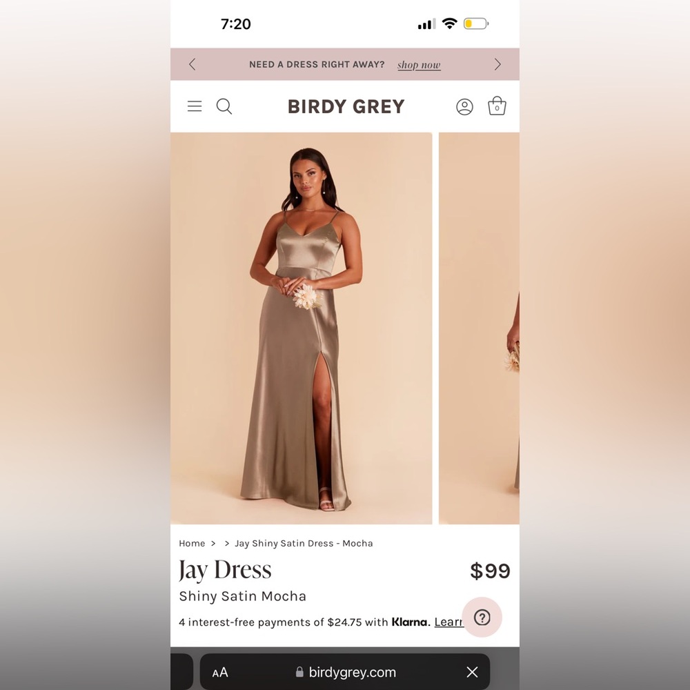 Birdy Grey Bridesmaid Dress; Mocha Satin; XXL; Unworn with tags